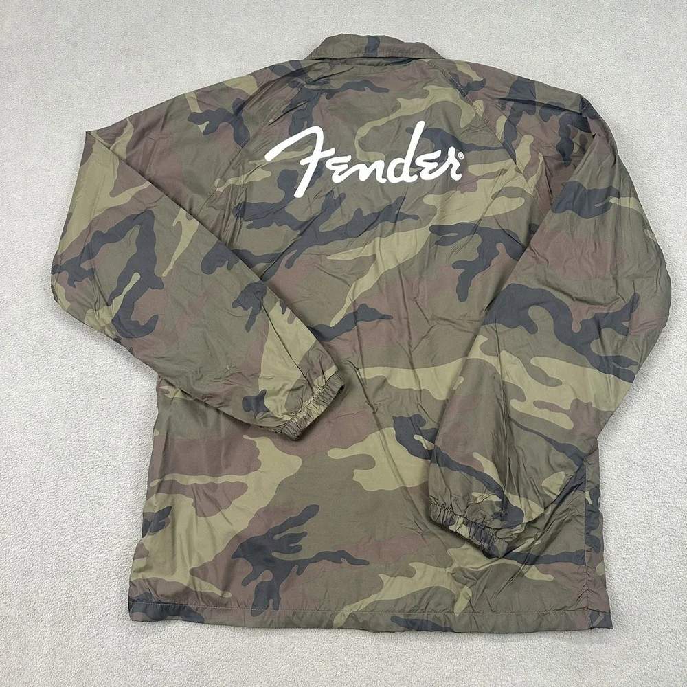 Fender Camo Coaches Jacket Size Medium Windbreaker Button Up‎ Camouflage